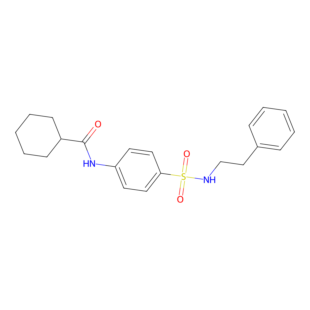 N-{4-[(2-phenylethyl)sulfamoyl]phenyl}cyclohexanecarboxamide molecular structure, CAS 606923-15-3