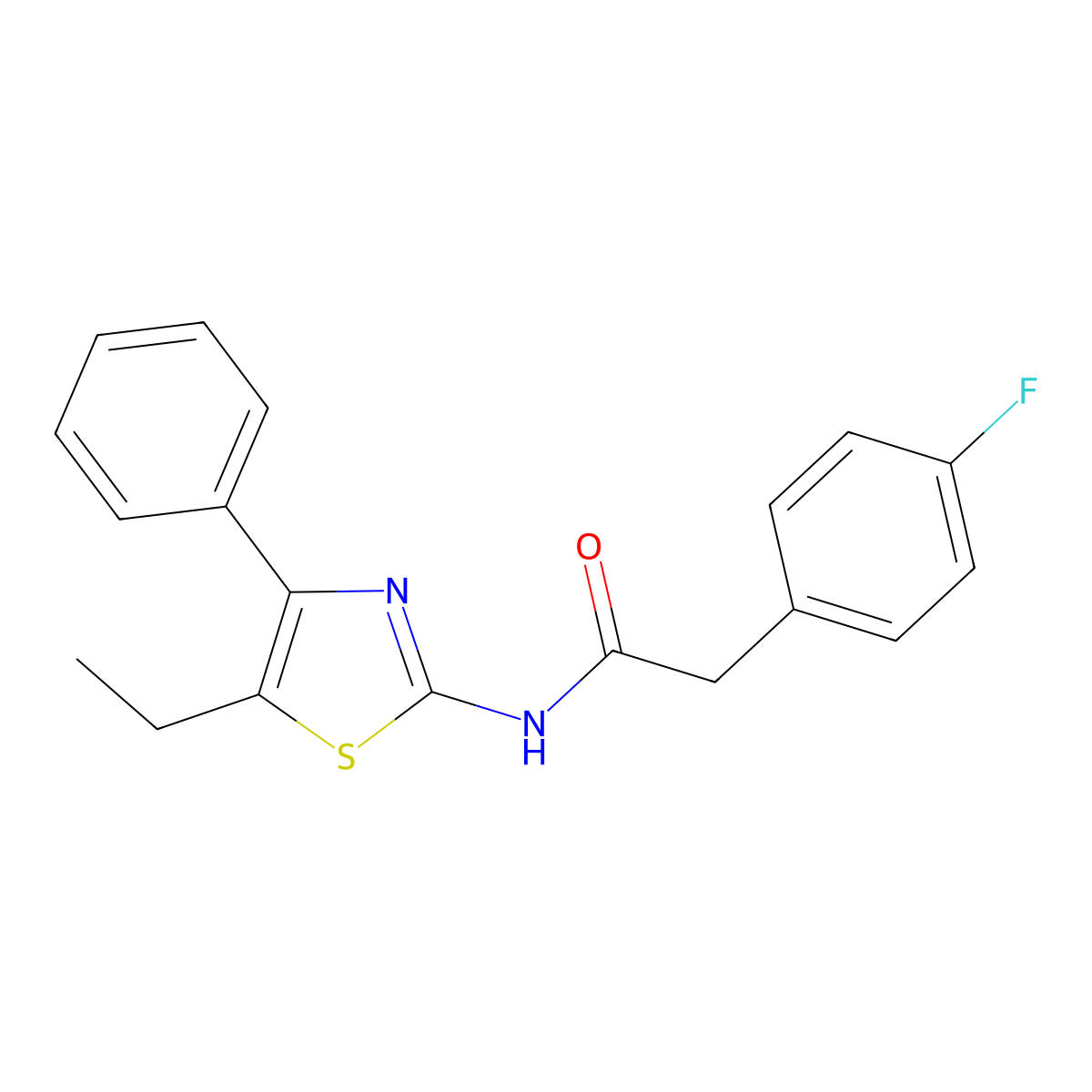 N-(5-ethyl-4-phenyl-1,3-thiazol-2-yl)-2-(4-fluorophenyl)acetamide molecular structure, CAS 606923-17-5