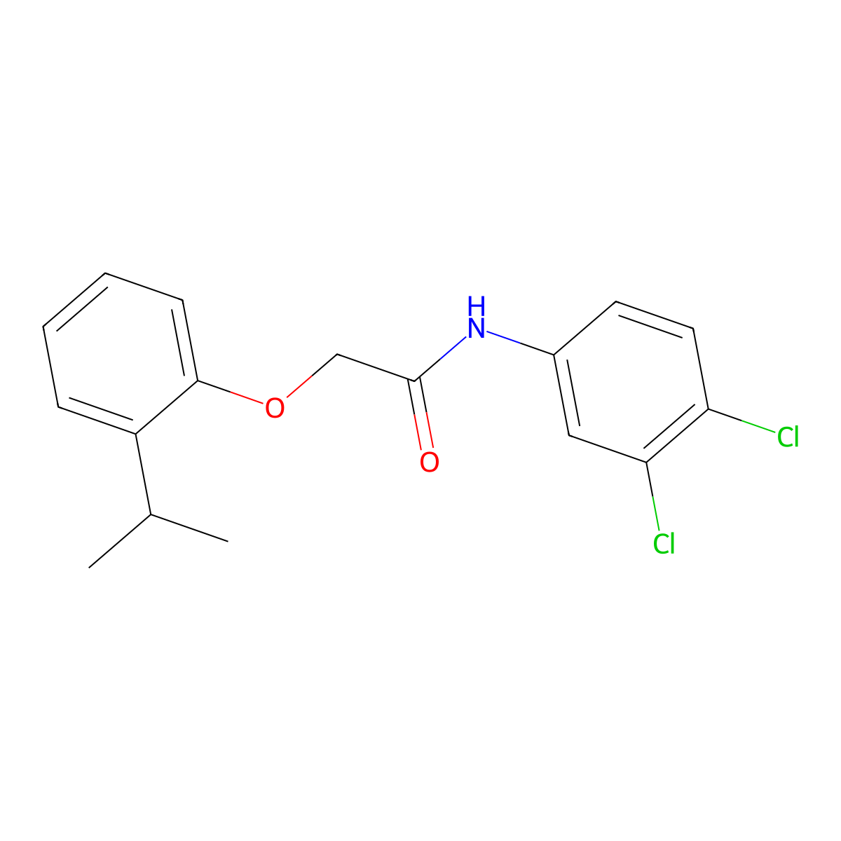 N-(3,4-dichlorophenyl)-2-(2-isopropylphenoxy)acetamide molecular structure, CAS 606923-46-0