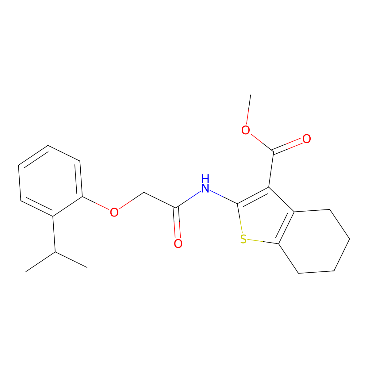 Methyl 2-{[(2-isopropylphenoxy)acetyl]amino}-4,5,6,7-tetrahydro-1-benzothiophene-3-carboxylate molecular structure, CAS 606923-47-1