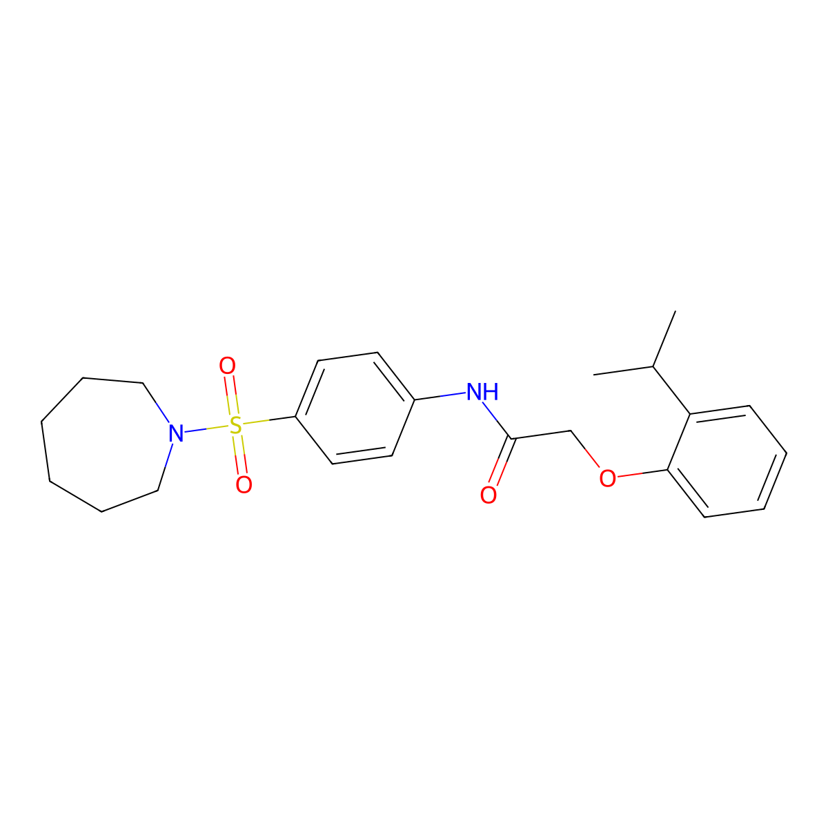 N-[4-(1-azepanylsulfonyl)phenyl]-2-(2-isopropylphenoxy)acetamide molecular structure, CAS 606923-50-6