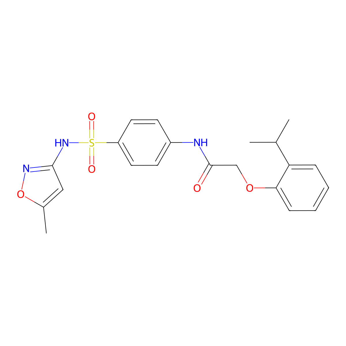 2-(2-isopropylphenoxy)-N-(4-{[(5-methyl-3-isoxazolyl)amino]sulfonyl}phenyl)acetamide molecular structure, CAS 606923-53-9
