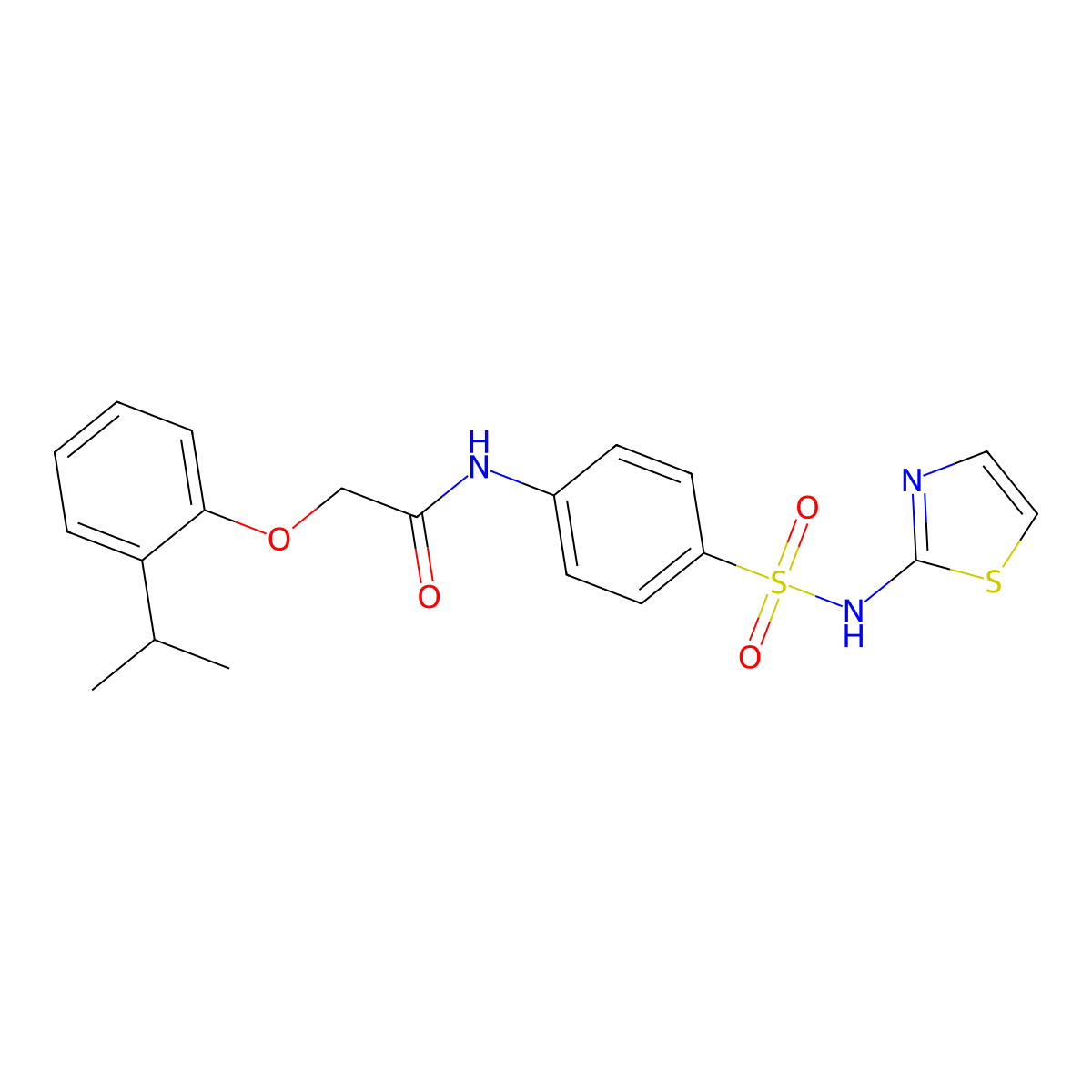 2-(2-isopropylphenoxy)-N-{4-[(1,3-thiazol-2-ylamino)sulfonyl]phenyl}acetamide molecular structure, CAS 606923-54-0