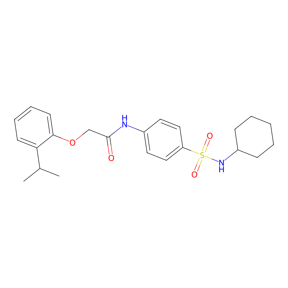 N-{4-[(cyclohexylamino)sulfonyl]phenyl}-2-(2-isopropylphenoxy)acetamide molecular structure, CAS 606923-55-1