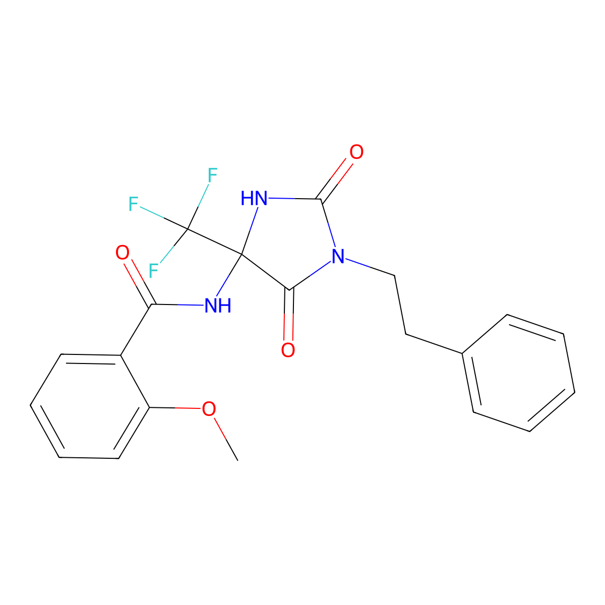 N-[2,5-dioxo-1-(2-phenylethyl)-4-(trifluoromethyl)imidazolidin-4-yl]-2-methoxybenzamide molecular structure, CAS 606924-38-3