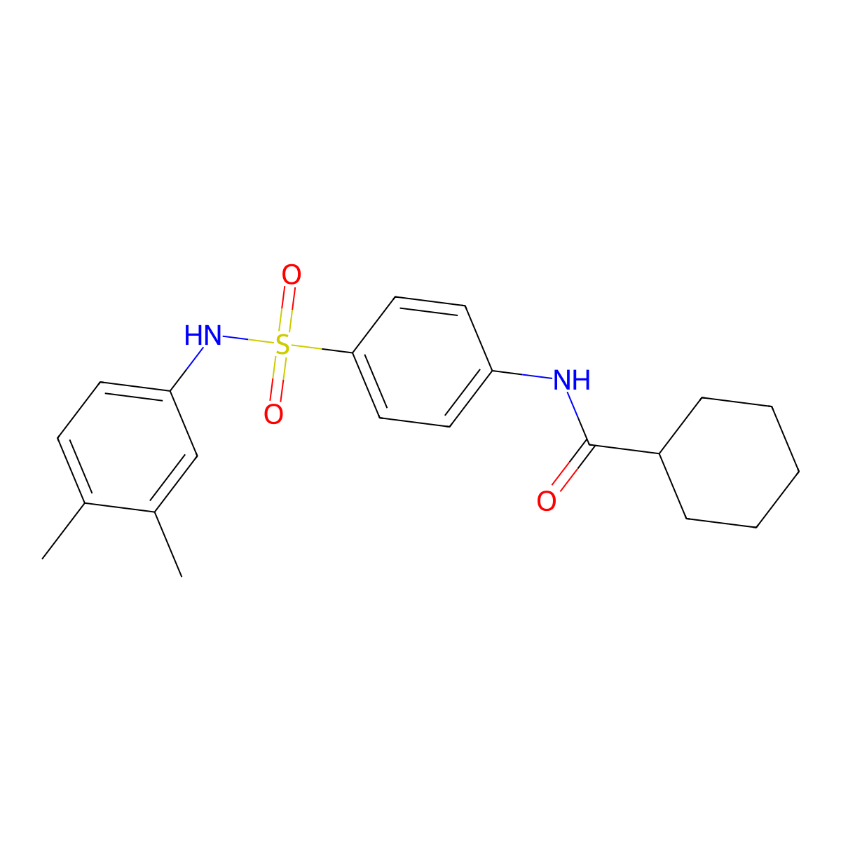N-[4-[(3,4-dimethylphenyl)sulfamoyl]phenyl]cyclohexanecarboxamide molecular structure, CAS 606924-90-7