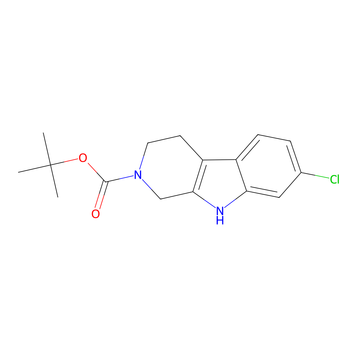 tert-butyl 7-chloro-3,4-dihydro-1H-pyrido[3,4-b]indole-2(9H)-carboxylate molecular structure, CAS 606926-47-0