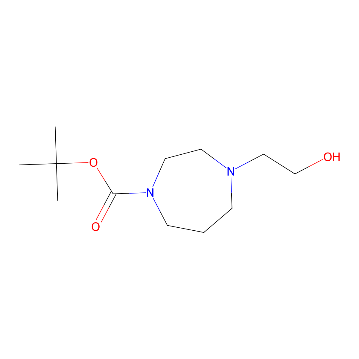 Tert-butyl 4-(2-hydroxyethyl)-1,4-diazepane-1-carboxylate molecular structure, CAS 606931-01-5