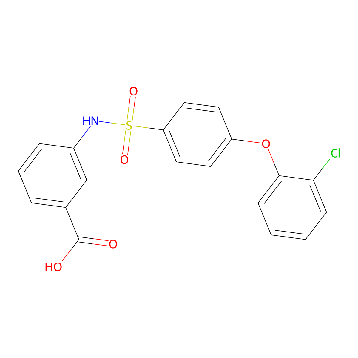 3-((4-(2-Chlorophenoxy)phenyl)sulfonamido)benzoic acid molecular structure, CAS 606944-47-2