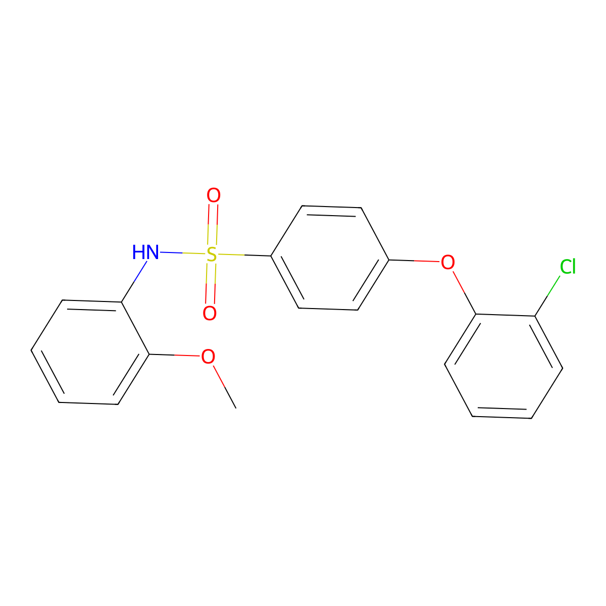 4-(2-chlorophenoxy)-N-(2-methoxyphenyl)benzenesulfonamide molecular structure, CAS 606944-58-5