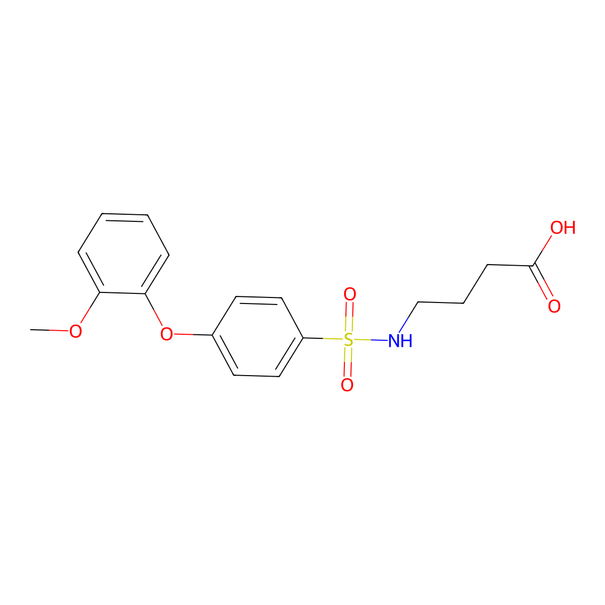 4-(((4-(2-Methoxyphenoxy)phenyl)sulfonyl)amino)butanoic acid molecular structure, CAS 606944-95-0