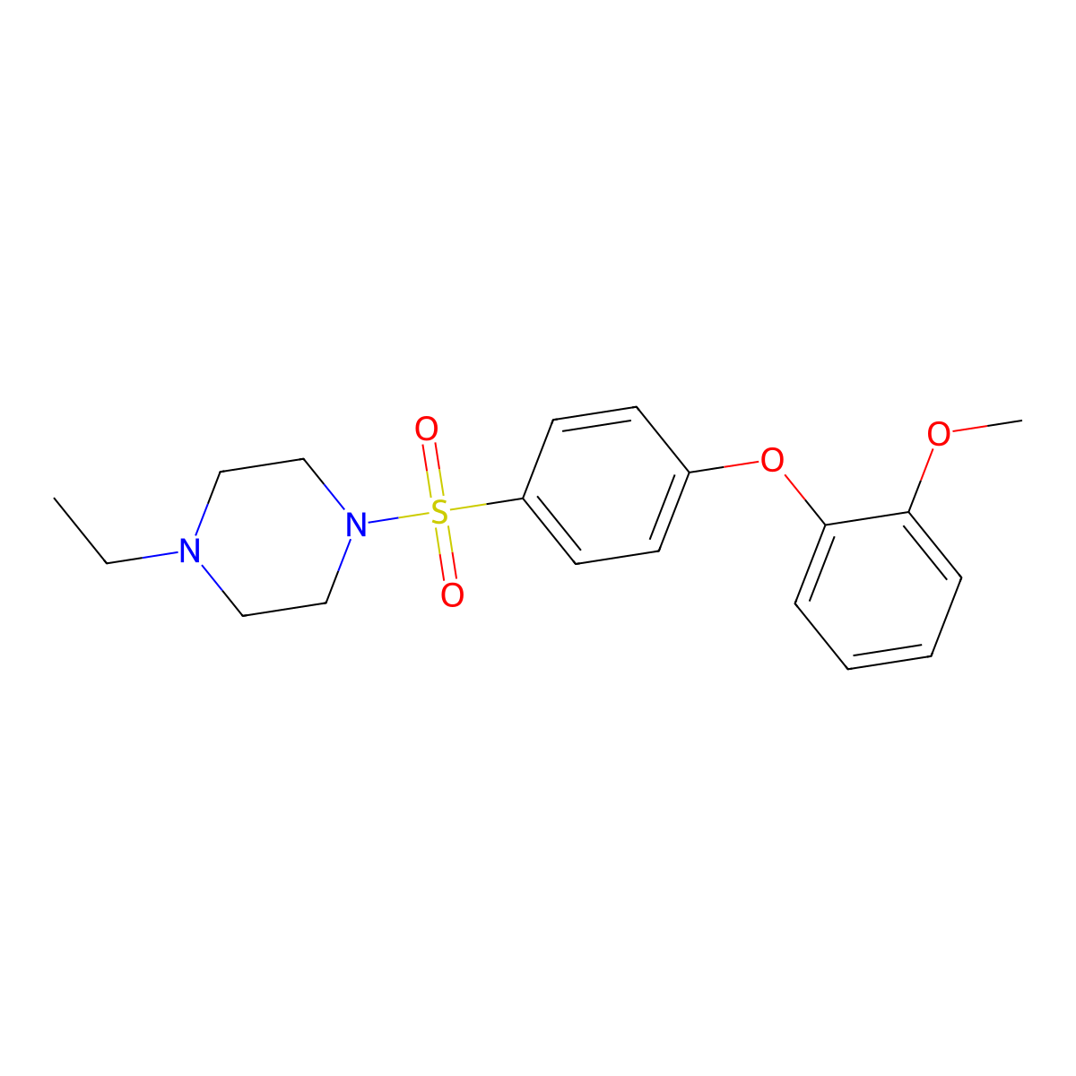 1-Ethyl-4-((4-(2-methoxyphenoxy)phenyl)sulfonyl)piperazine molecular structure, CAS 606945-01-1
