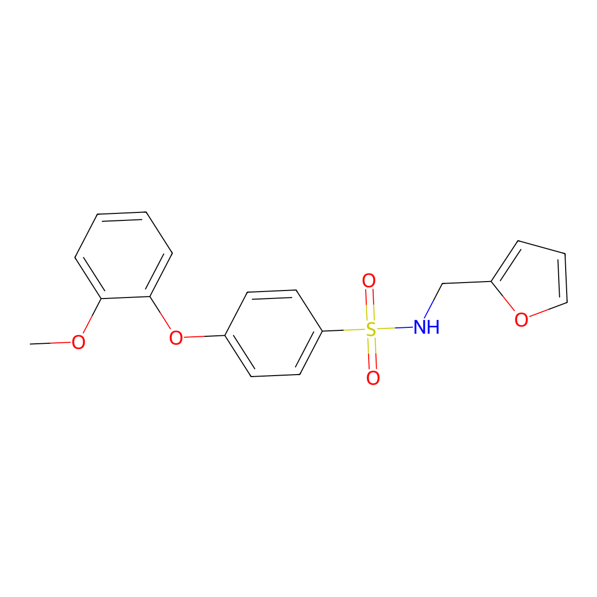 N-(furan-2-ylmethyl)-4-(2-methoxyphenoxy)benzenesulfonamide molecular structure, CAS 606945-13-5