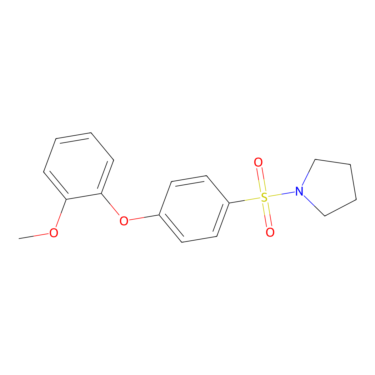 1-((4-(2-Methoxyphenoxy)phenyl)sulfonyl)pyrrolidine molecular structure, CAS 606945-16-8