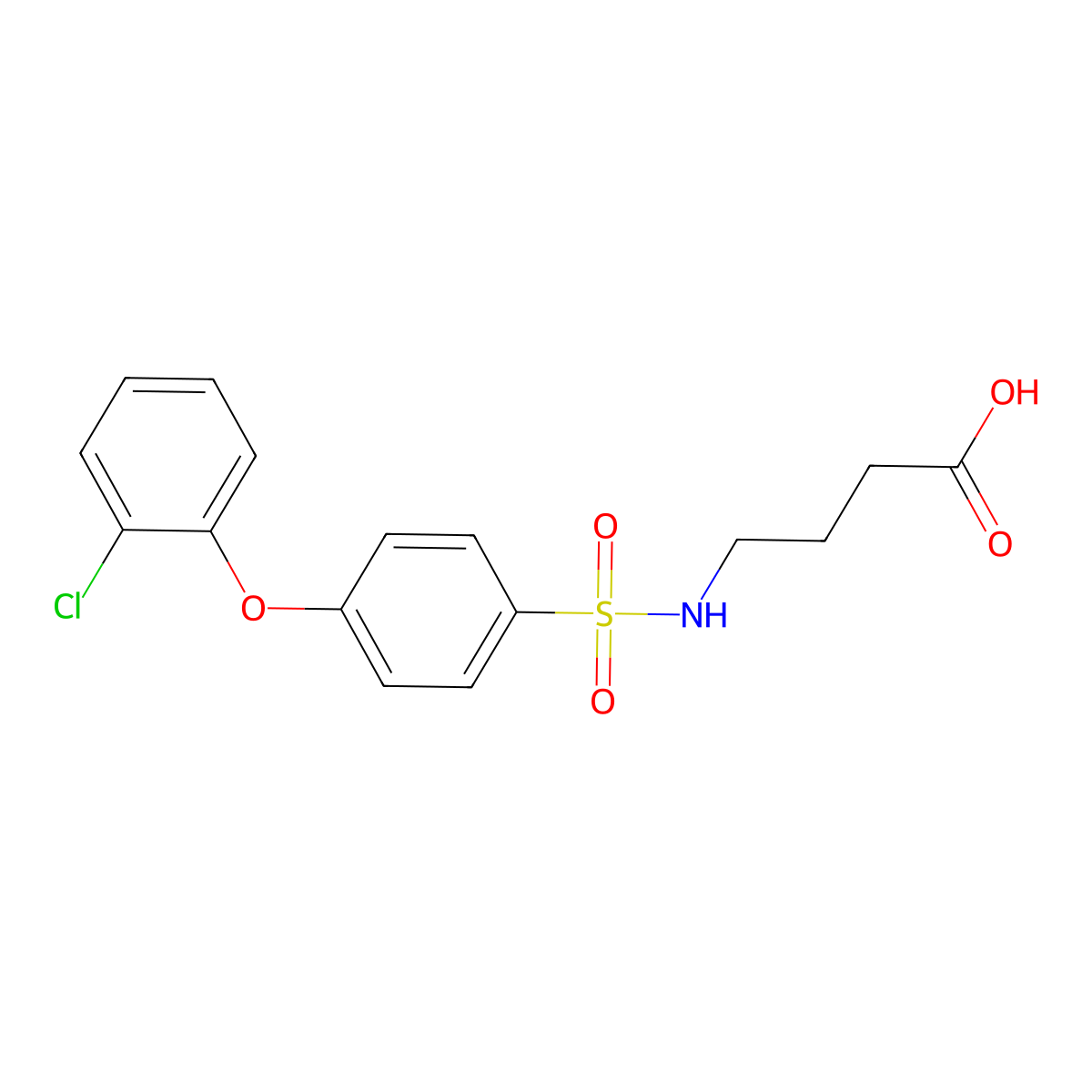 4-(((4-(2-Chlorophenoxy)phenyl)sulfonyl)amino)butanoic acid molecular structure, CAS 606945-30-6