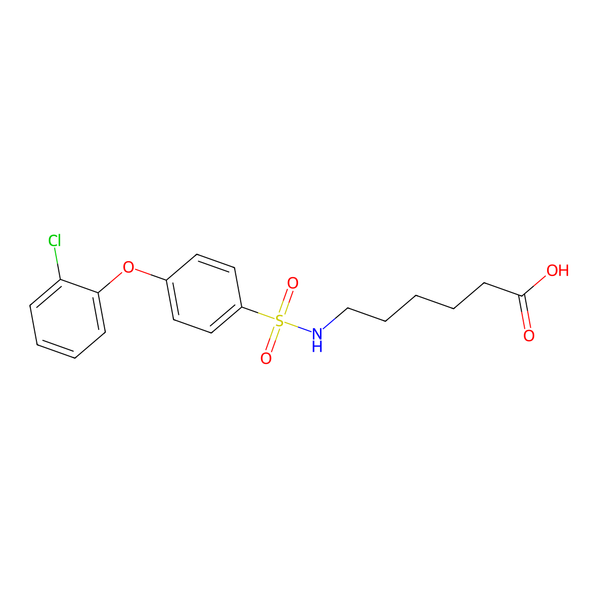 6-({[4-(2-Chlorophenoxy)phenyl]sulfonyl}amino)hexanoic acid molecular structure, CAS 606945-32-8