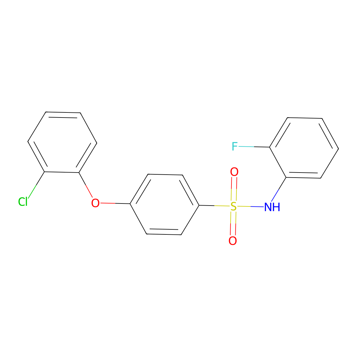 4-(2-chlorophenoxy)-N-(2-fluorophenyl)benzenesulfonamide molecular structure, CAS 606945-33-9