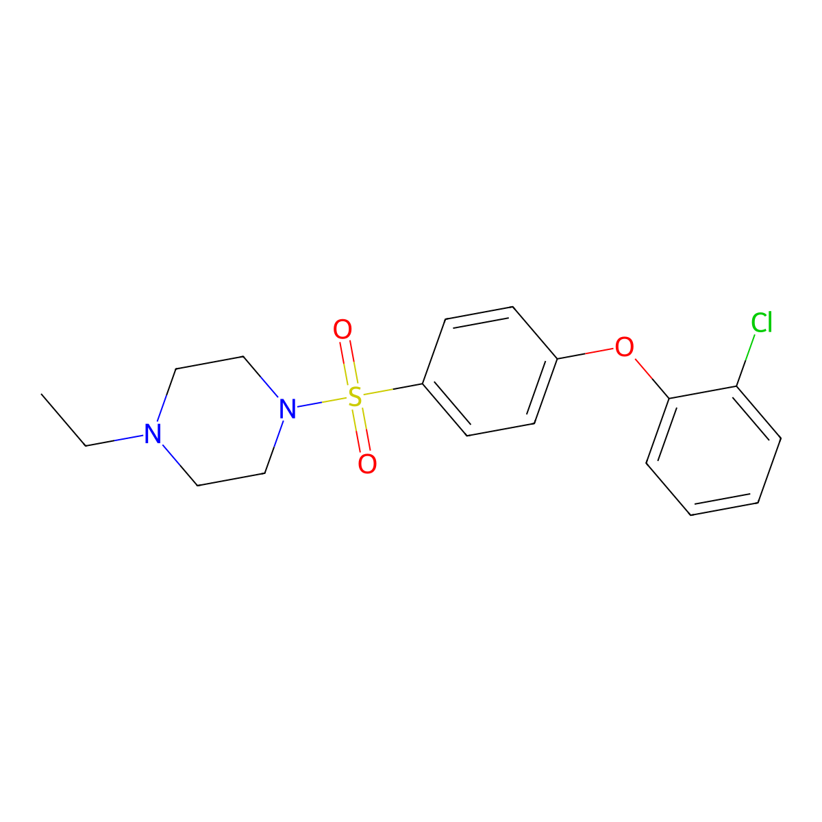1-{[4-(2-Chlorophenoxy)phenyl]sulfonyl}-4-ethylpiperazine molecular structure, CAS 606945-36-2