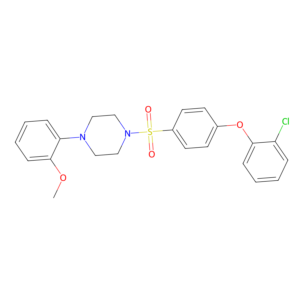 1-{[4-(2-Chlorophenoxy)phenyl]sulfonyl}-4-(2-methoxyphenyl)piperazine molecular structure, CAS 606945-38-4