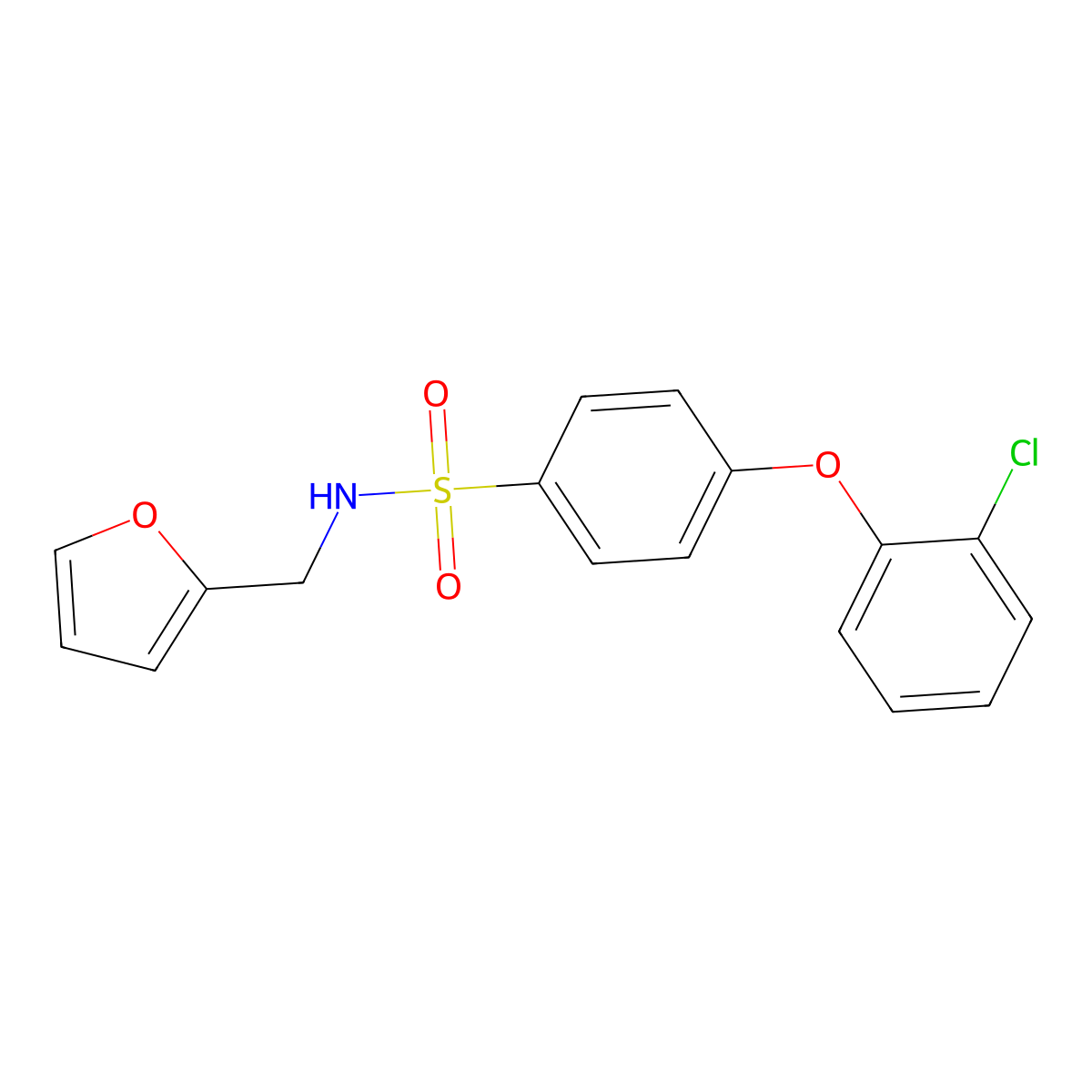 4-(2-chlorophenoxy)-N-(furan-2-ylmethyl)benzenesulfonamide molecular structure, CAS 606945-47-5