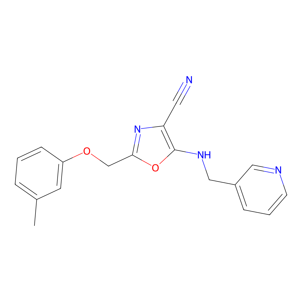 2-[(3-Methylphenoxy)methyl]-5-[(3-pyridinylmethyl)amino]-1,3-oxazole-4-carbonitrile molecular structure, CAS 606945-60-2