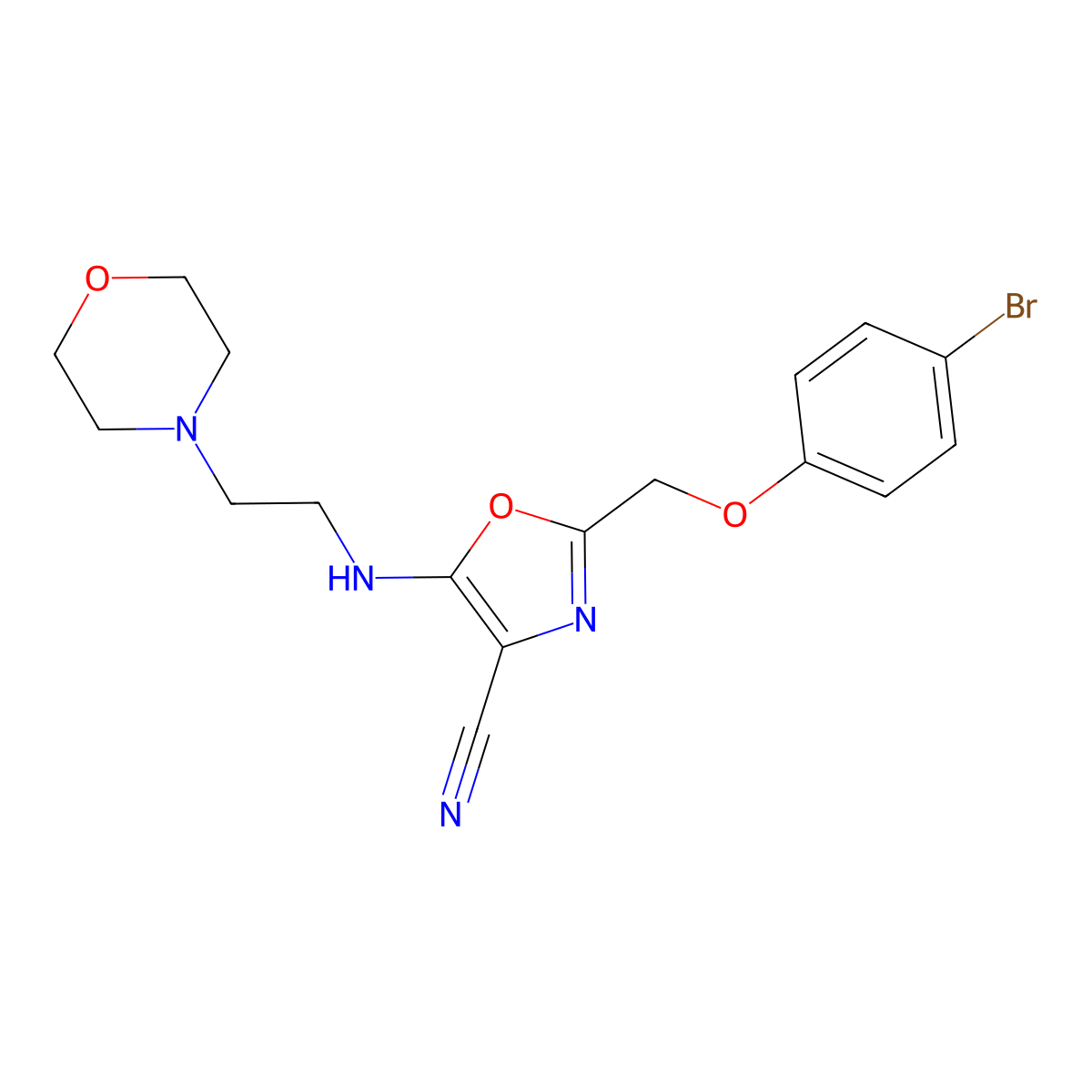 2-[(4-Bromophenoxy)methyl]-5-(2-morpholin-4-ylethylamino)-1,3-oxazole-4-carbonitrile molecular structure, CAS 606945-78-2