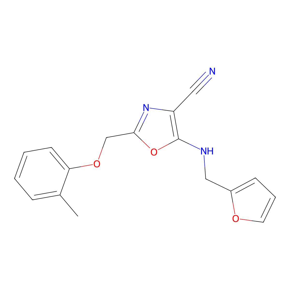 5-(Furan-2-ylmethylamino)-2-[(2-methylphenoxy)methyl]-1,3-oxazole-4-carbonitrile molecular structure, CAS 606945-85-1