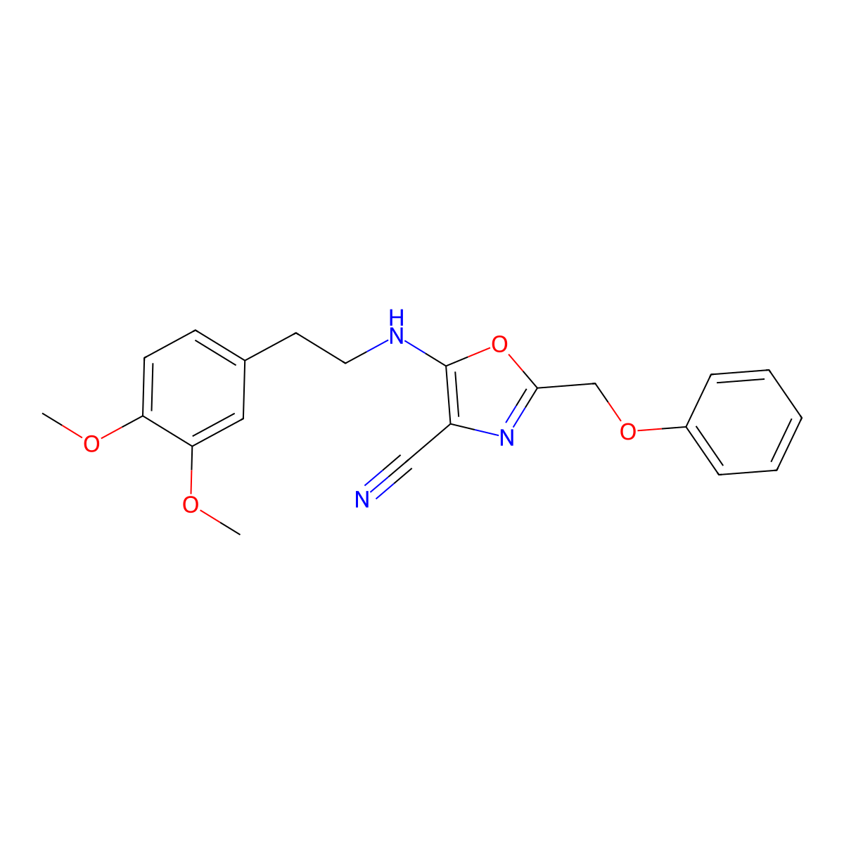 5-{[2-(3,4-Dimethoxyphenyl)ethyl]amino}-2-(phenoxymethyl)-1,3-oxazole-4-carbonitrile molecular structure, CAS 606946-80-9