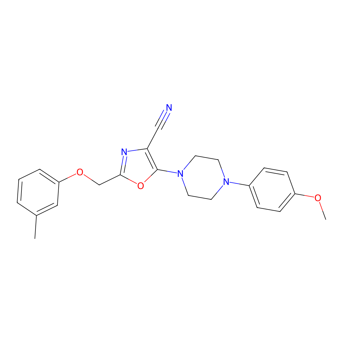 5-[4-(4-Methoxyphenyl)piperazin-1-yl]-2-[(3-methylphenoxy)methyl]-1,3-oxazole-4-carbonitrile molecular structure, CAS 606947-32-4