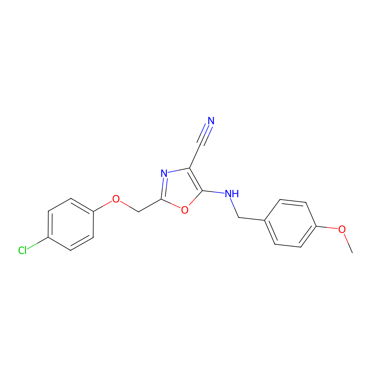 2-[(4-Chlorophenoxy)methyl]-5-[(4-methoxybenzyl)amino]-1,3-oxazole-4-carbonitrile molecular structure, CAS 606947-54-0