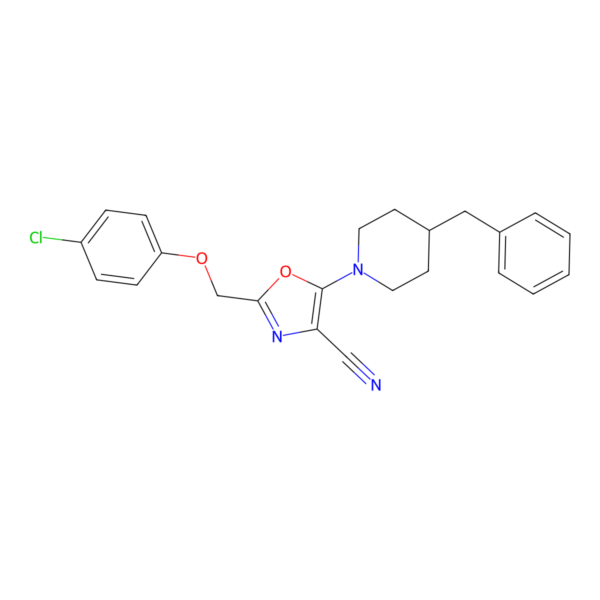 5-(4-Benzylpiperidin-1-yl)-2-[(4-chlorophenoxy)methyl]-1,3-oxazole-4-carbonitrile molecular structure, CAS 606947-62-0