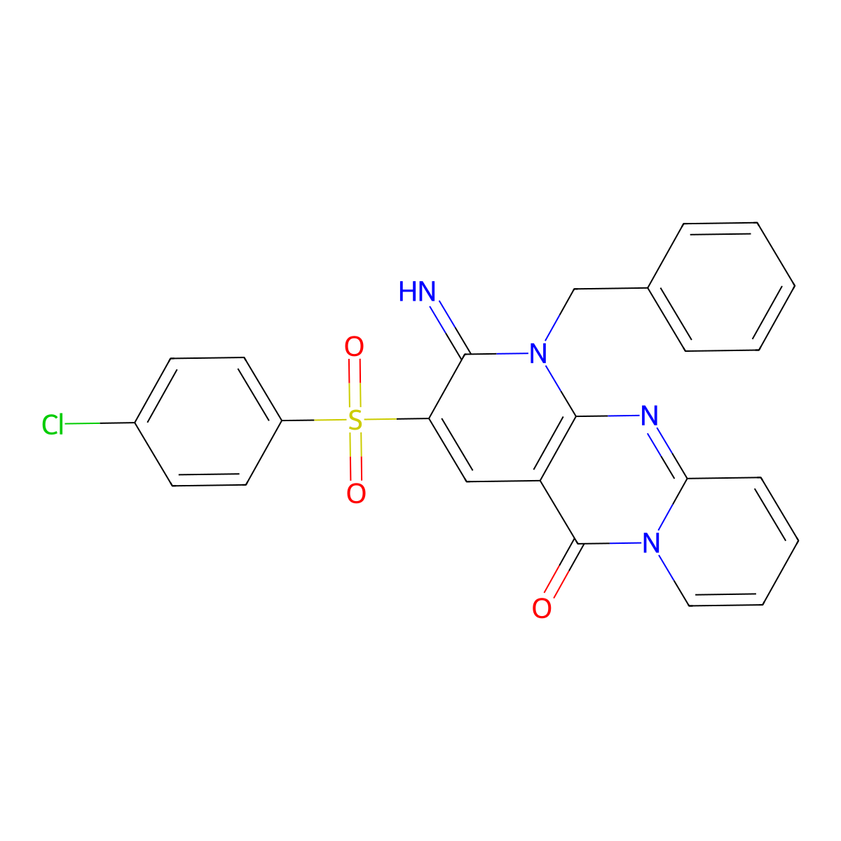 1-Benzyl-3-[(4-chlorophenyl)sulfonyl]-2-imino-1,2-dihydro-5H-dipyrido[1,2-A:2,3-D]pyrimidin-5-one molecular structure, CAS 606948-06-5
