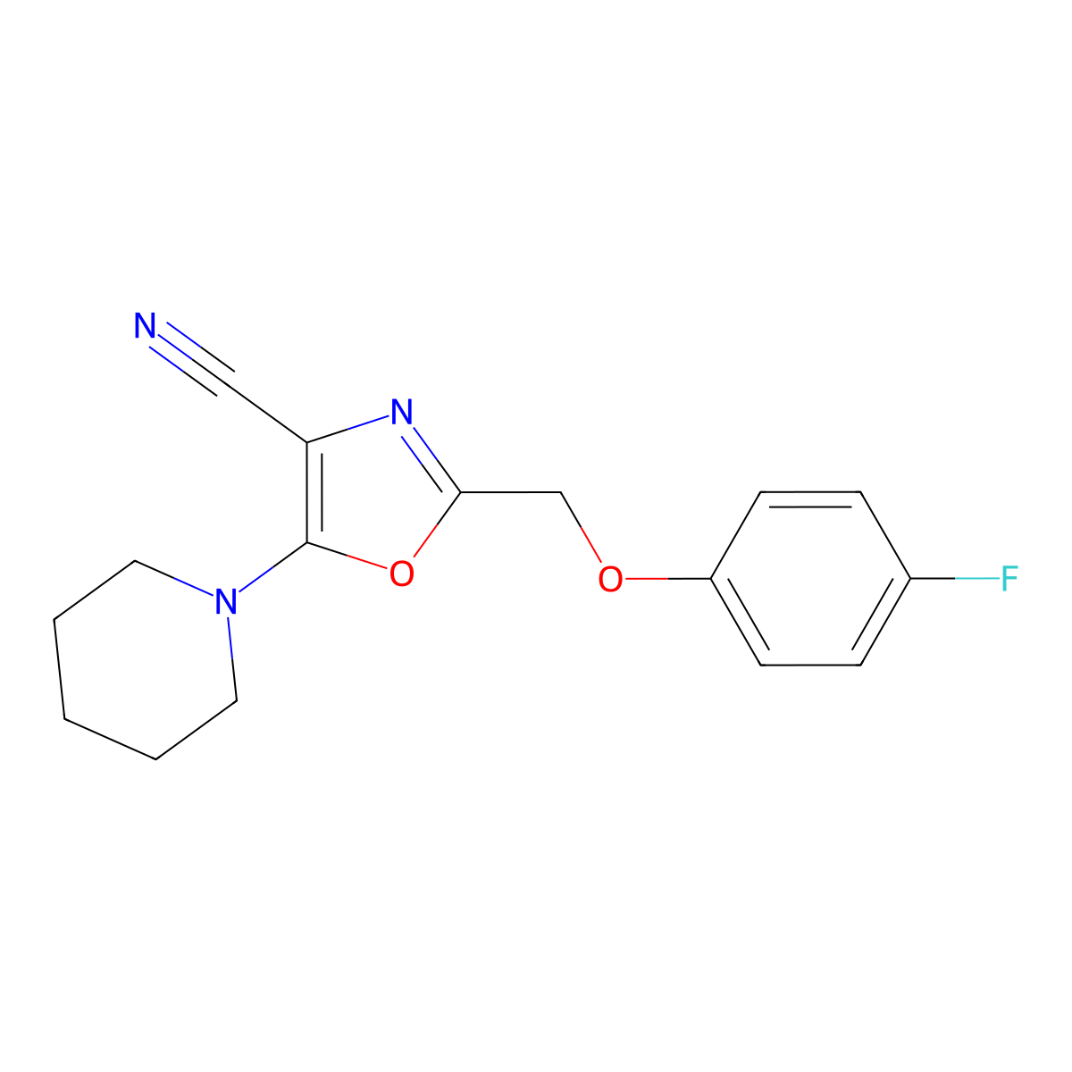 2-[(4-Fluorophenoxy)methyl]-5-(1-piperidinyl)-4-oxazolecarbonitrile molecular structure, CAS 606948-07-6