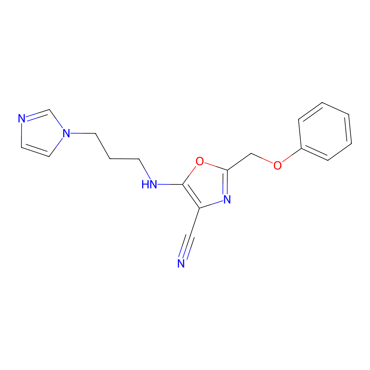 5-(3-Imidazol-1-ylpropylamino)-2-(phenoxymethyl)-1,3-oxazole-4-carbonitrile molecular structure, CAS 606948-20-3