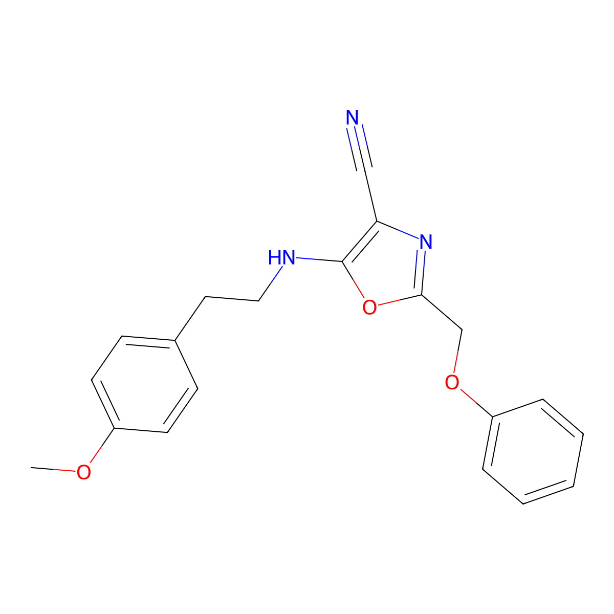 5-{[2-(4-Methoxyphenyl)ethyl]amino}-2-(phenoxymethyl)-1,3-oxazole-4-carbonitrile molecular structure, CAS 606948-46-3