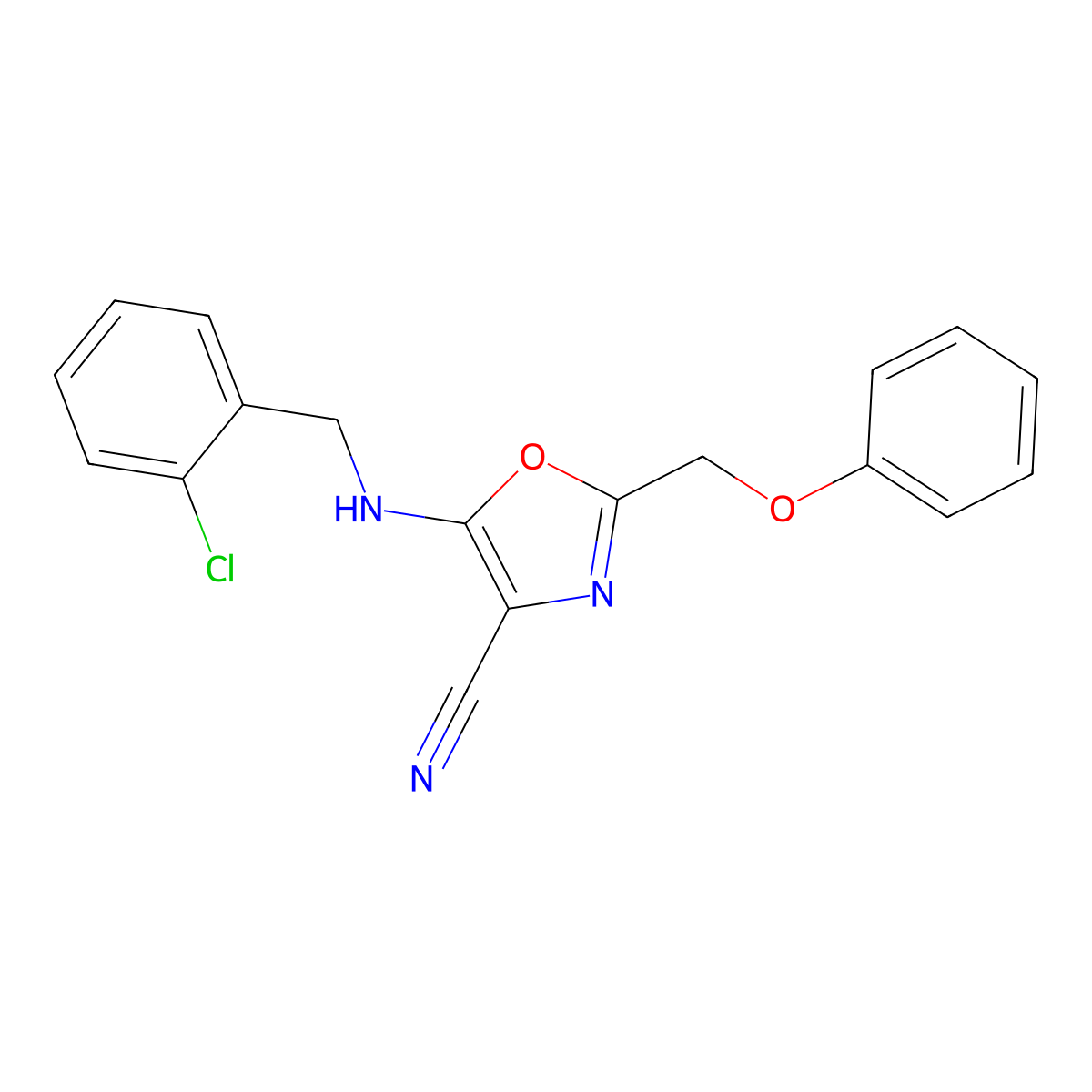 5-[(2-Chlorobenzyl)amino]-2-(phenoxymethyl)-1,3-oxazole-4-carbonitrile molecular structure, CAS 606949-20-6