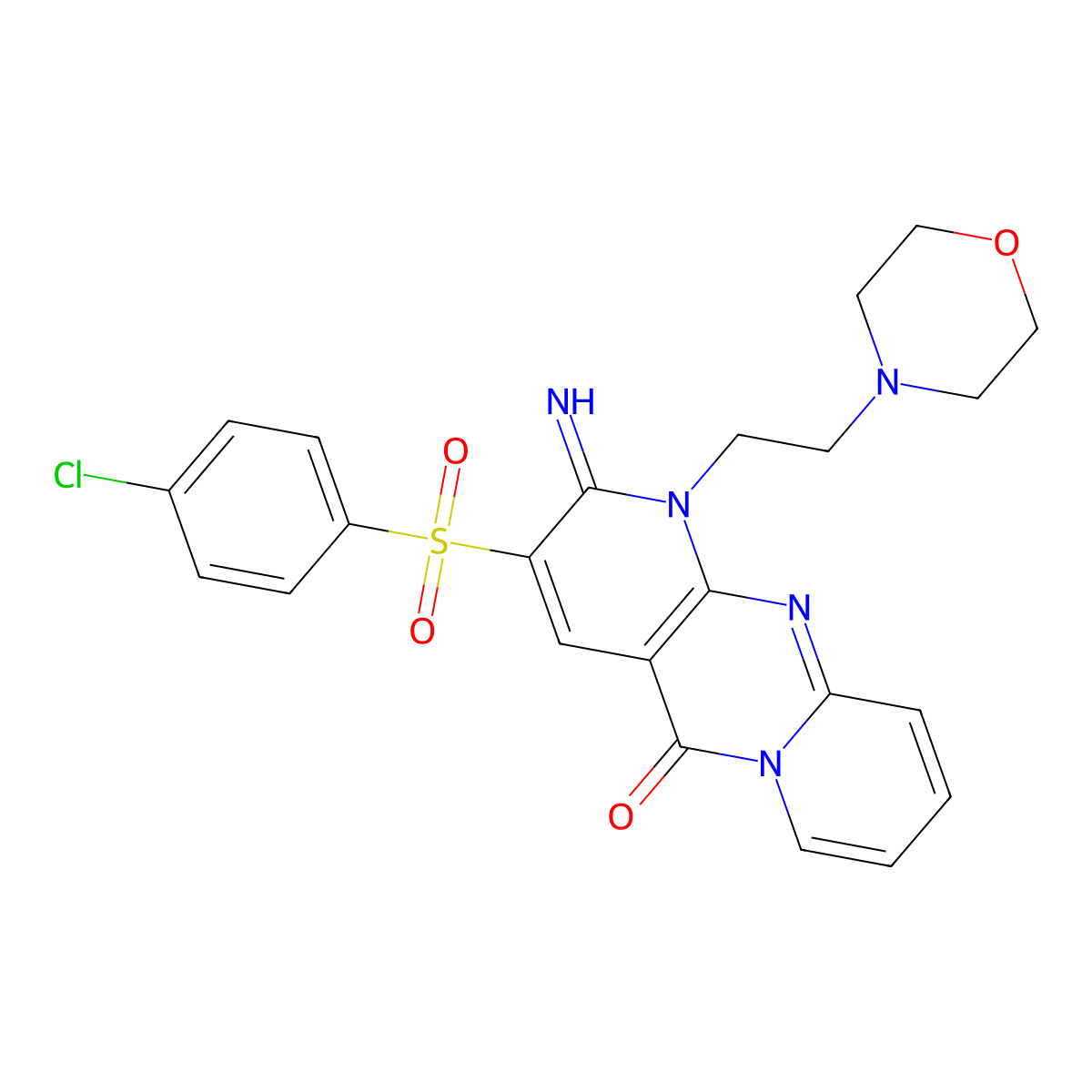 3-(4-Chlorophenyl)sulfonyl-2-imino-1-(2-morpholin-4-ylethyl)dipyrido[1,2-d:3',4'-f]pyrimidin-5-one molecular structure, CAS 606950-67-8