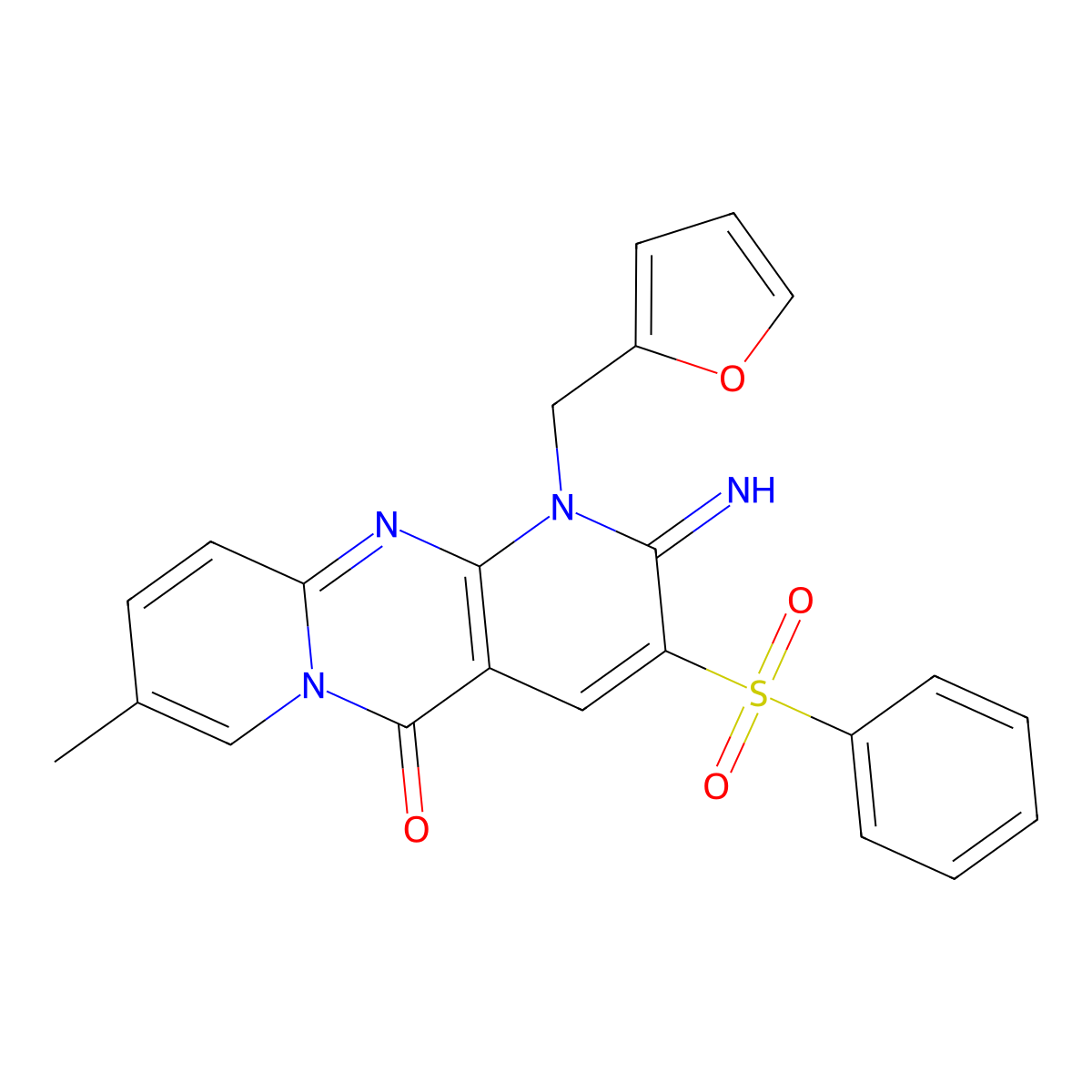 1-(2-Furylmethyl)-2-imino-8-methyl-3-(phenylsulfonyl)-1,2-dihydro-5H-dipyrido[1,2-A:2,3-D]pyrimidin-5-one molecular structure, CAS 606952-12-9
