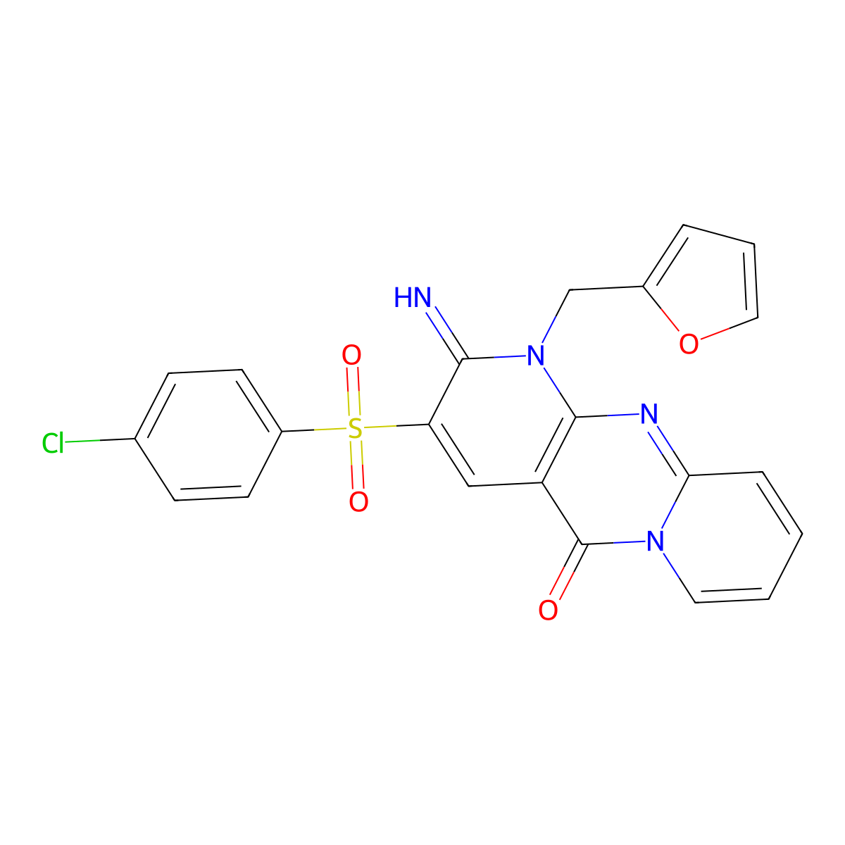 3-[(4-Chlorophenyl)sulfonyl]-1-(2-furylmethyl)-2-imino-1,2-dihydro-5H-dipyrido[1,2-A:2,3-D]pyrimidin-5-one molecular structure, CAS 606953-01-9