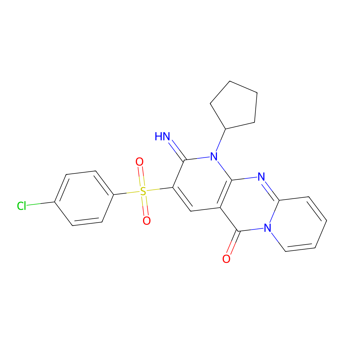 3-[(4-chlorophenyl)sulfonyl]-1-cyclopentyl-2-imino-1,2-dihydro-5H-dipyrido[1,2-a:2,3-d]pyrimidin-5-one molecular structure, CAS 606955-40-2