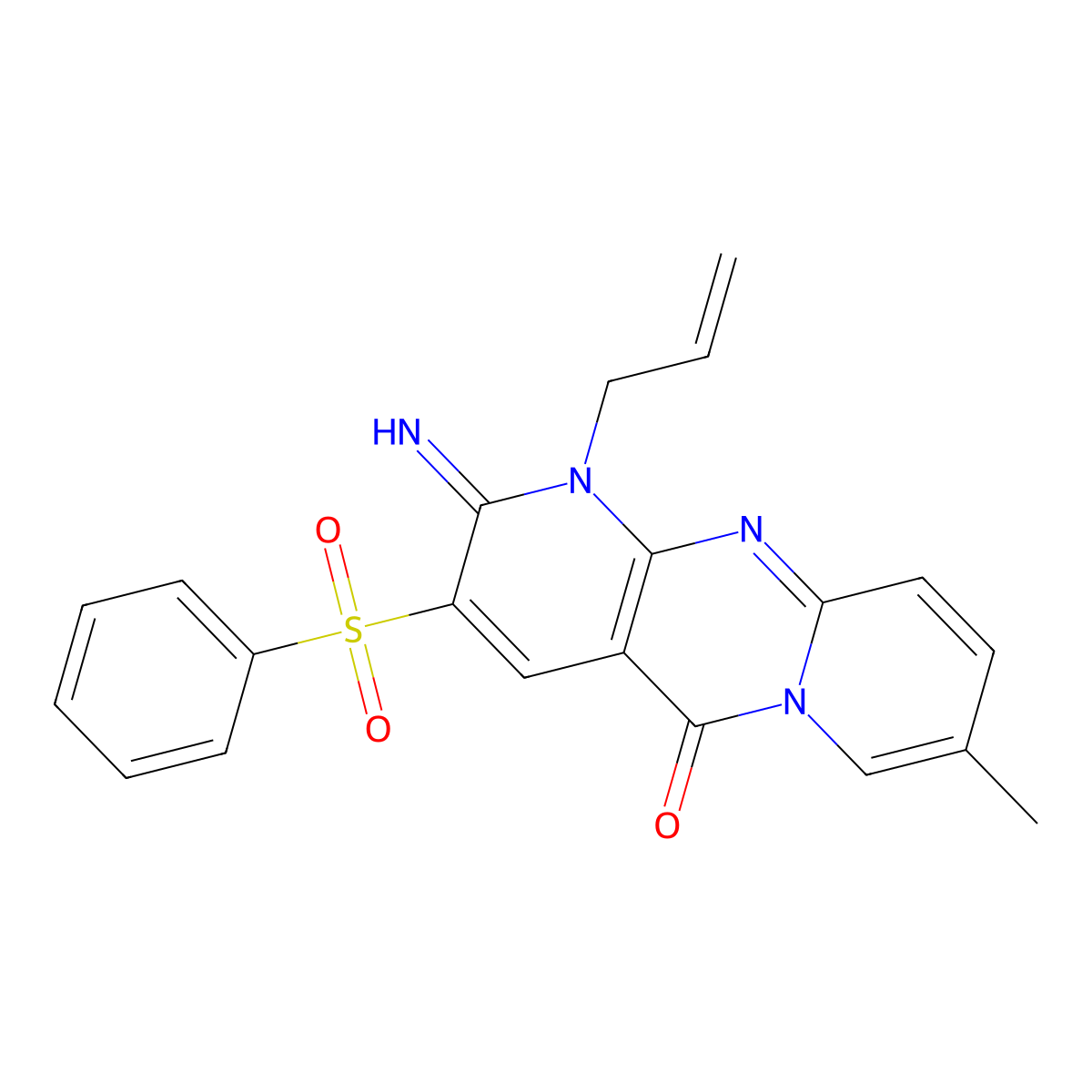 1-allyl-2-imino-8-methyl-3-(phenylsulfonyl)-1H-dipyrido[1,2-a:2',3'-d]pyrimidin-5(2H)-one molecular structure, CAS 606957-48-6