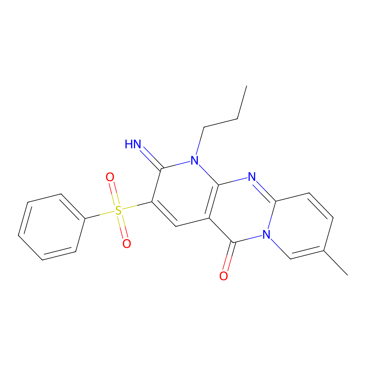 2-imino-8-methyl-3-(phenylsulfonyl)-1-propyl-1H-dipyrido[1,2-a:2',3'-d]pyrimidin-5(2H)-one molecular structure, CAS 606958-11-6