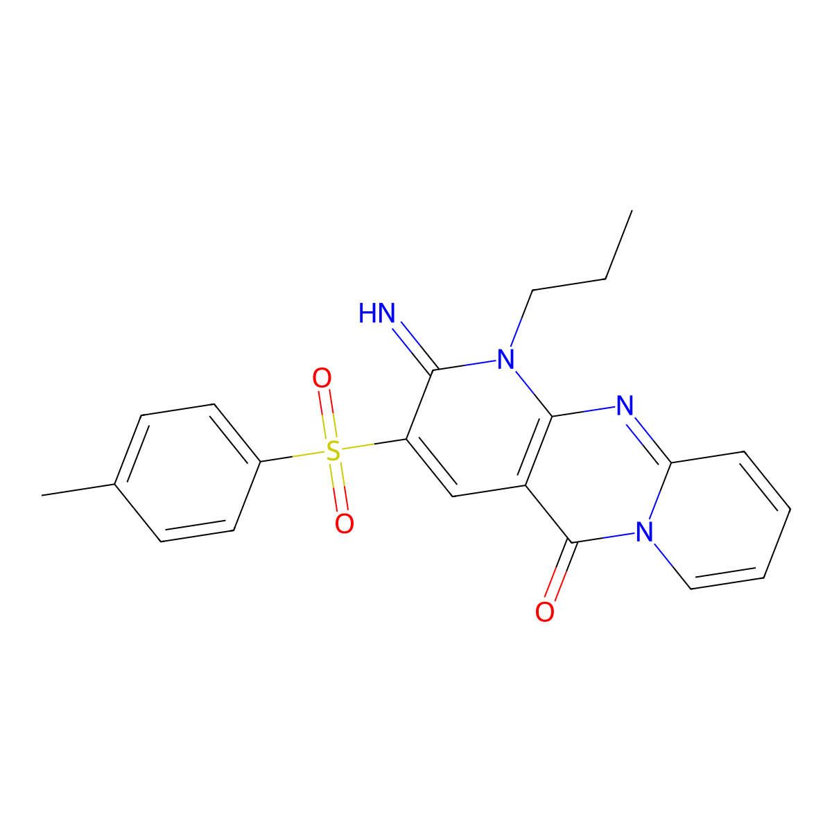 2-imino-3-[(4-methylphenyl)sulfonyl]-1-propyl-1,2-dihydro-5H-dipyrido[1,2-a:2,3-d]pyrimidin-5-one molecular structure, CAS 606958-44-5