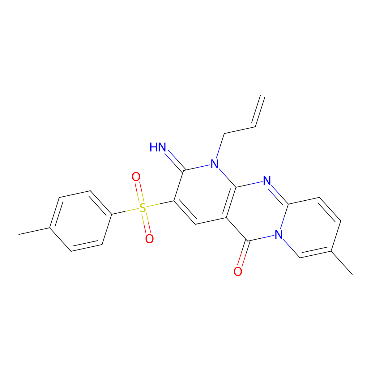 1-allyl-2-imino-8-methyl-3-[(4-methylphenyl)sulfonyl]-1,2-dihydro-5H-dipyrido[1,2-a:2',3'-d]pyrimidin-5-one molecular structure, CAS 606958-51-4