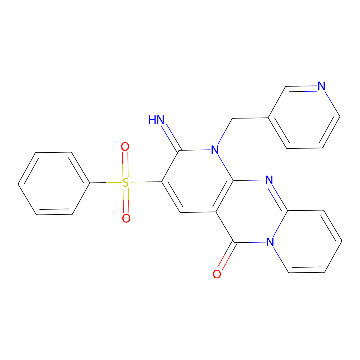 2-Imino-3-(phenylsulfonyl)-1-(3-pyridinylmethyl)-1,2-dihydro-5H-dipyrido(1,2-A:2,3-D)pyrimidin-5-one molecular structure, CAS 606959-60-8