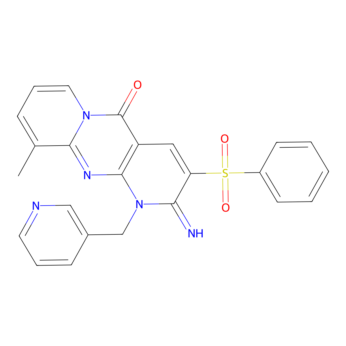 2-Imino-10-methyl-3-(phenylsulfonyl)-1-(3-pyridinylmethyl)-1,2-dihydro-5H-dipyrido(1,2-A:2,3-D)pyrimidin-5-one molecular structure, CAS 606959-86-8