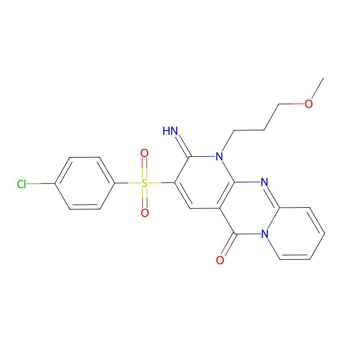 3-[(4-chlorophenyl)sulfonyl]-2-imino-1-(3-methoxypropyl)-1,2-dihydro-5H-dipyrido[1,2-a:2',3'-d]pyrimidin-5-one molecular structure, CAS 606960-80-9