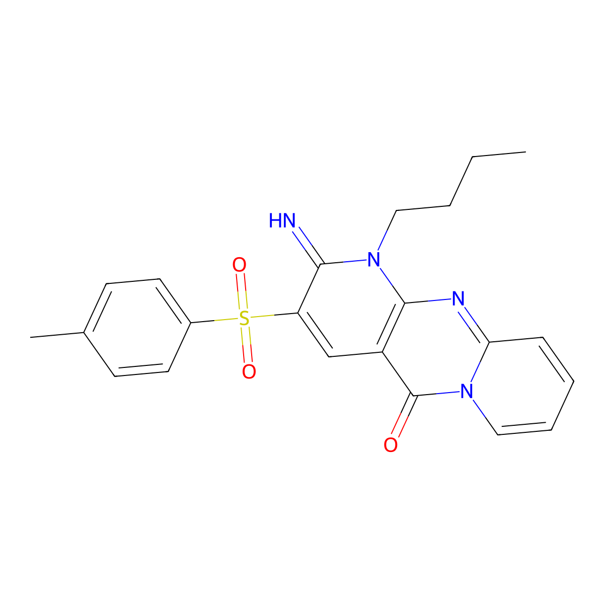 1-butyl-2-imino-3-[(4-methylphenyl)sulfonyl]-1,2-dihydro-5H-dipyrido[1,2-a:2',3'-d]pyrimidin-5-one molecular structure, CAS 606961-37-9
