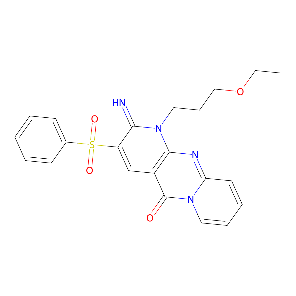 1-(3-Ethoxypropyl)-2-imino-3-(phenylsulfonyl)-1,2-dihydro-5H-dipyrido(1,2-A:2,3-D)pyrimidin-5-one molecular structure, CAS 606961-73-3