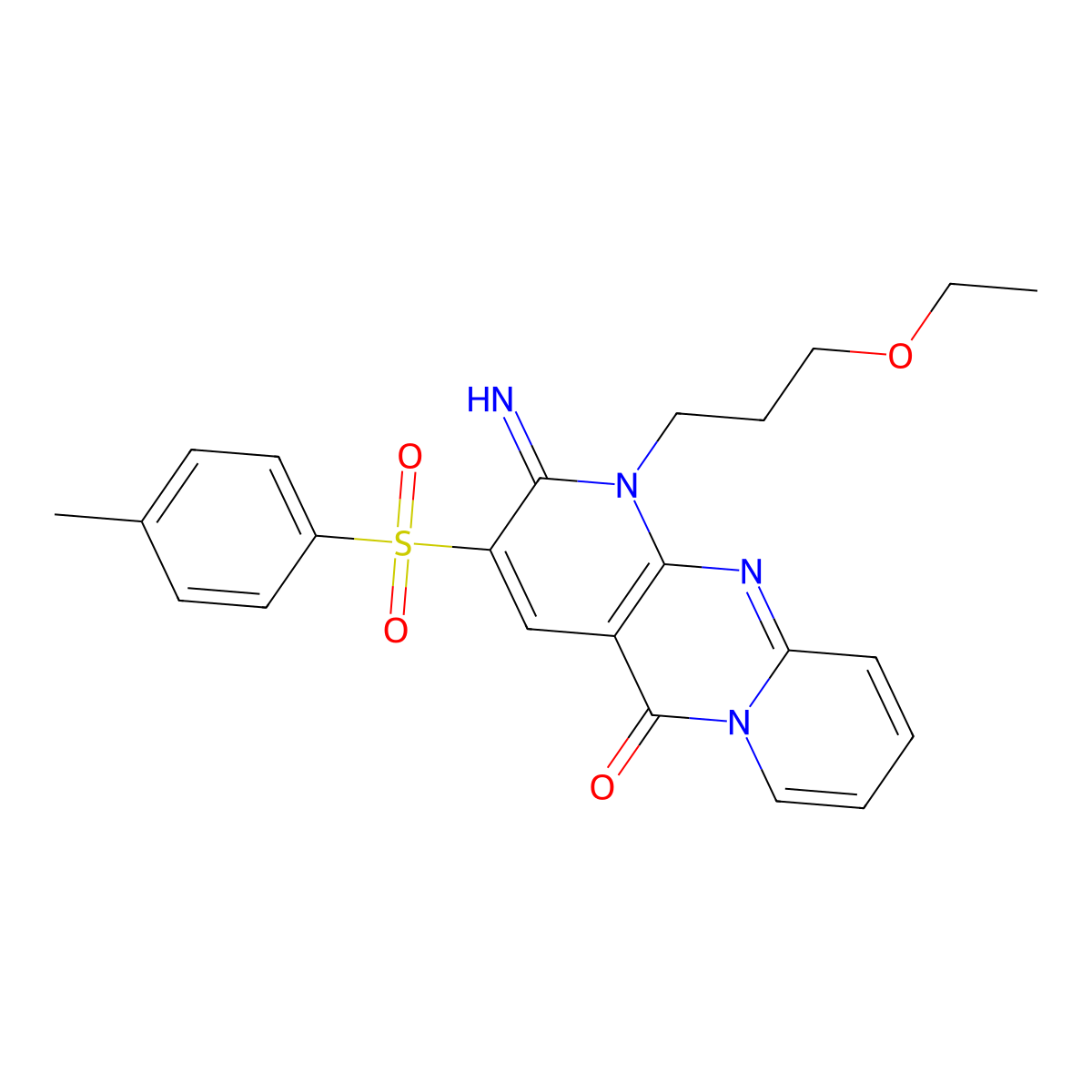 1-(3-Ethoxypropyl)-2-imino-3-((4-methylphenyl)sulfonyl)-1,2-dihydro-5H-dipyrido(1,2-A:2,3-D)pyrimidin-5-one molecular structure, CAS 606962-65-6